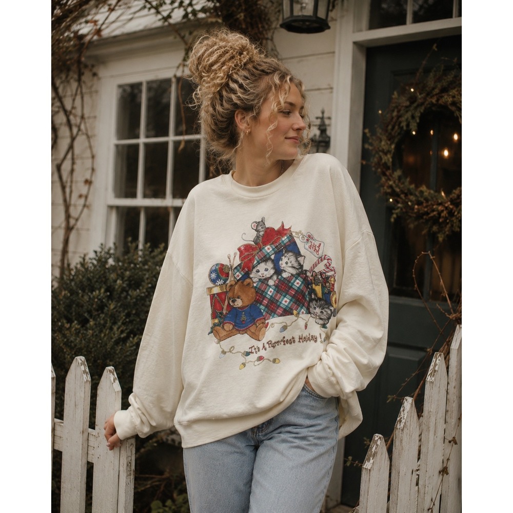Vintage 90s NutCracker "It's A Purrrfect Holiday" Christmas Sweatshirt - 2X